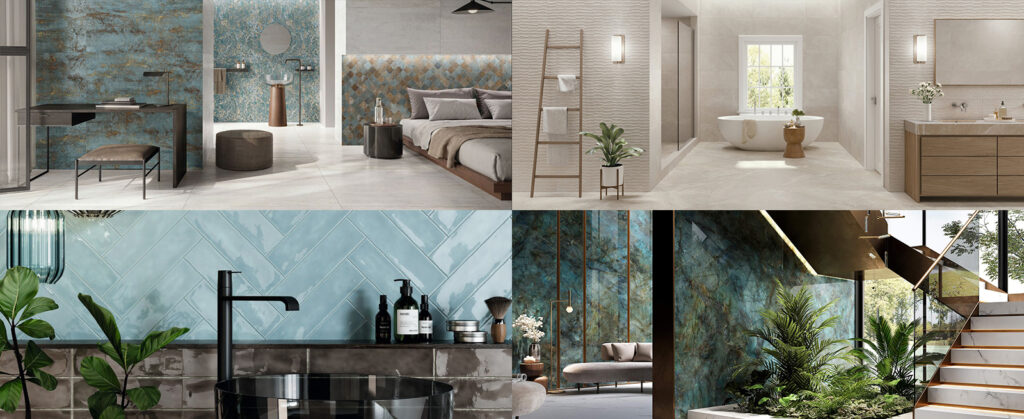 Interior design with tiles by Naxos, Peronda, Absolut Ceramics, Ceramica Rondine