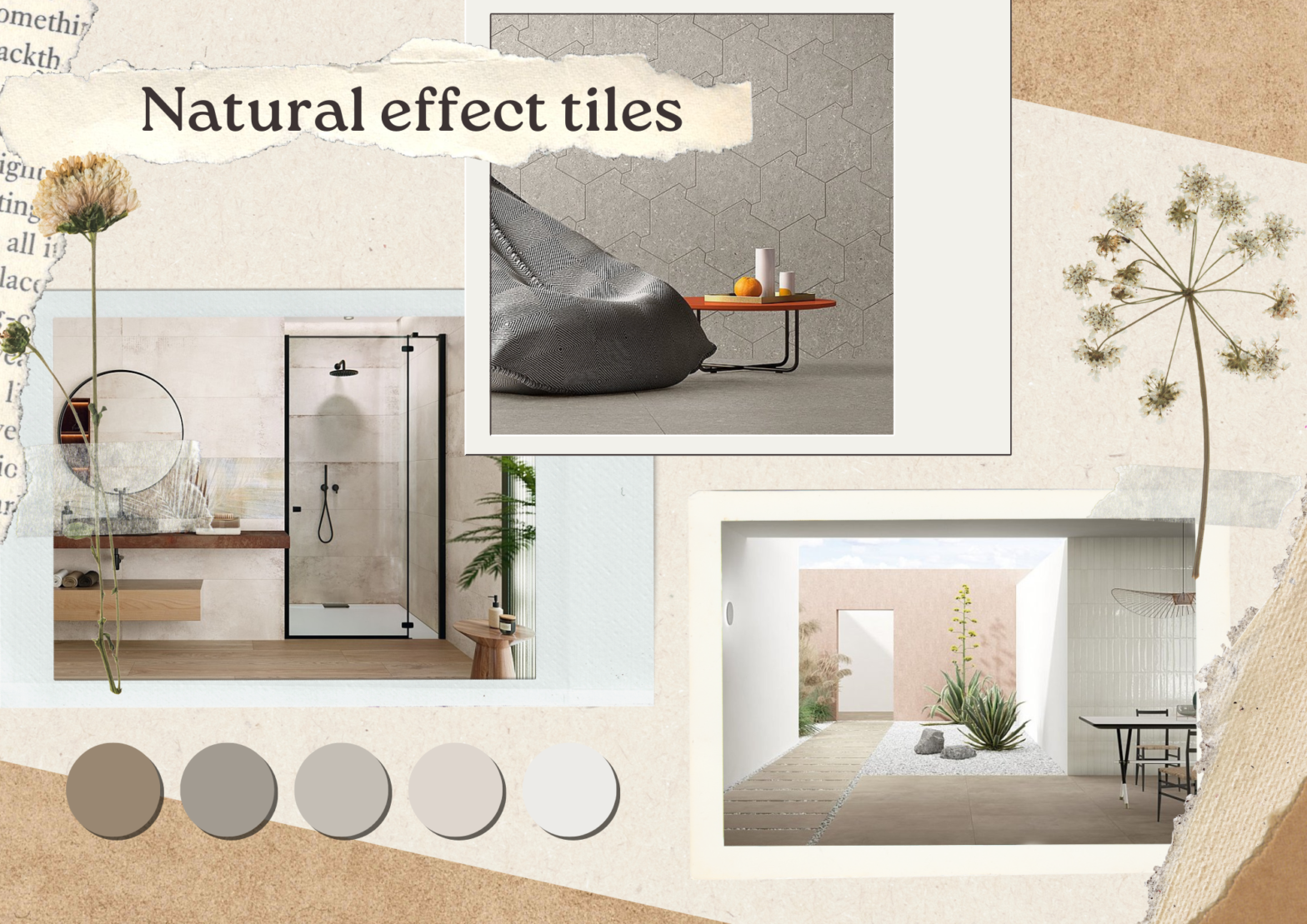 Natural effect tiles moodboard
